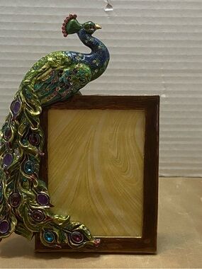 Jay Strongwater Green and Blue Peacock Picture Frame 3x4